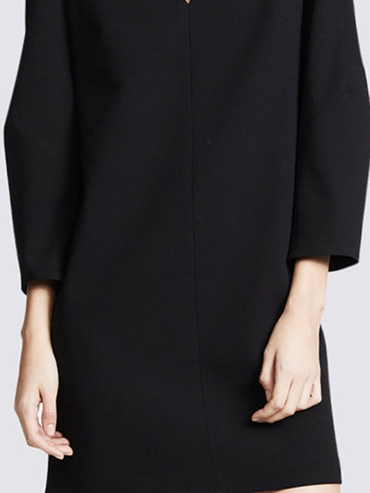 Fashion Women's Dress New V-neck Loose Solid Color Wrist Sleeve Above Knee Dresses Female Temperament Autumn