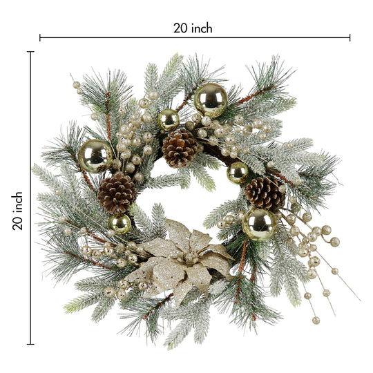 Christmas Wreath 20 Inch Christmas Door Decorations Wreath with Warm Lights