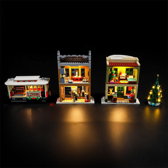 YEABRICKS is compatible with LEGO 10308 Festival Street building blocks, LED lighting, Christmas series toy lights
