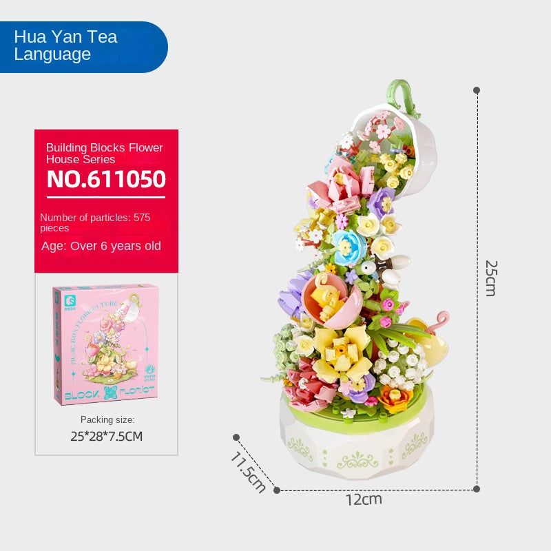 Huayan Tea Language Lighting Music Box Compatible with LEGO Building Blocks, Toys, Christmas Gifts