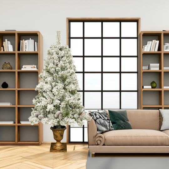 A set of 4 artificial Christmas trees, including flower garlands, flower garlands, and 2 entrance trees, with LED lights