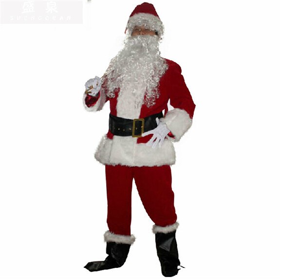Christmas Custumes Santa Claus Clothes Santa Claus Thicken Cosplay Costume Ten Pieces Set