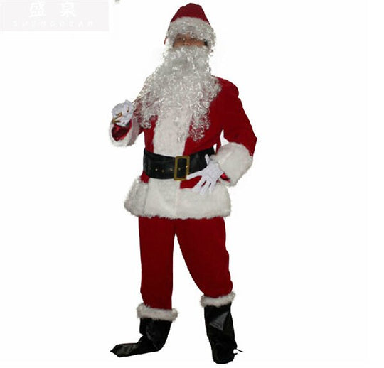Christmas Custumes Santa Claus Clothes Santa Claus Thicken Cosplay Costume Ten Pieces Set