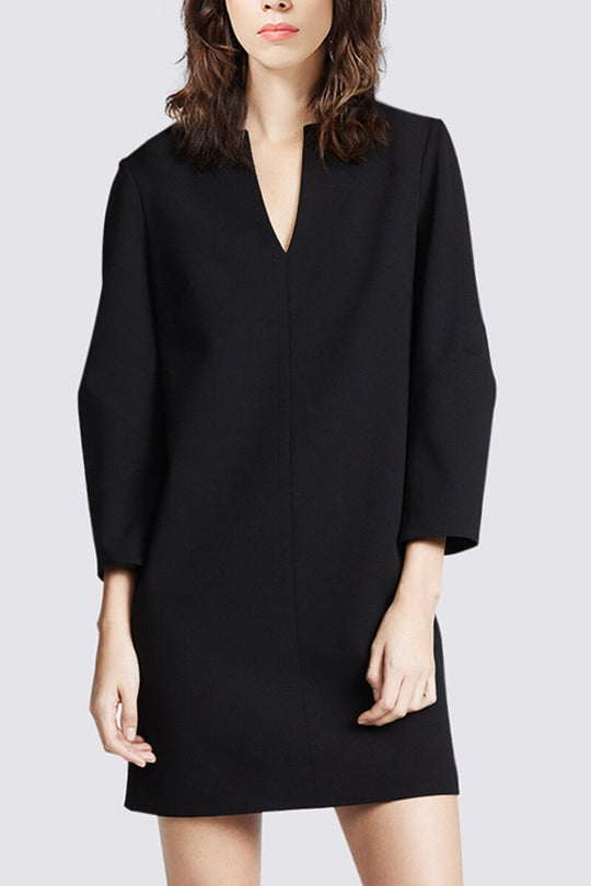 Fashion Women's Dress New V-neck Loose Solid Color Wrist Sleeve Above Knee Dresses Female Temperament Autumn