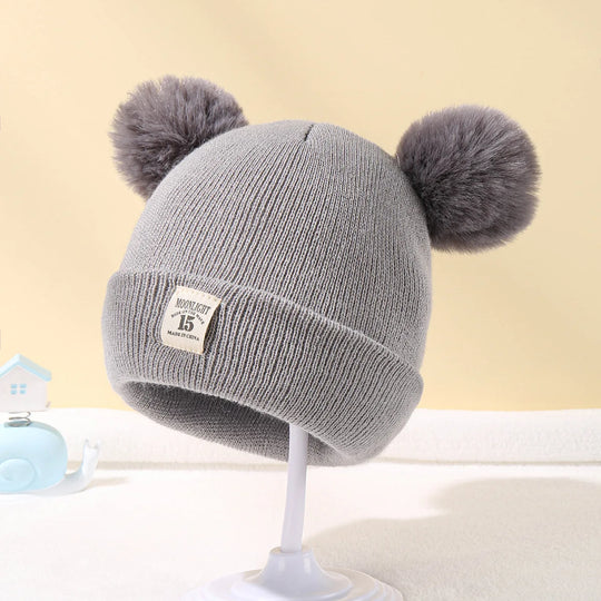 Solid Color Wool Knitted Baby Hat