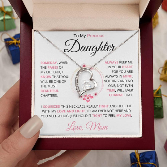 [ ALMOST SOLD OUT] To My Precious Daughter " Someday When The Pages" Love Mom Necklace