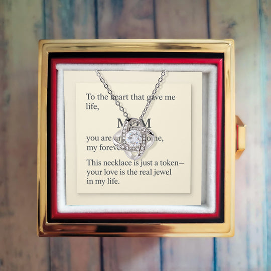 To My Mom - I Love you Loveknot Necklace
