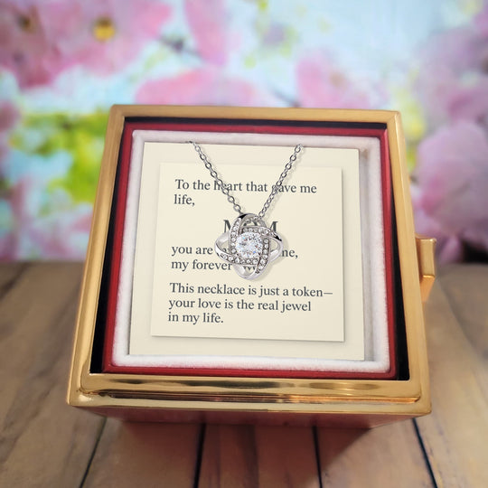 To My Mom - I Love you Loveknot Necklace