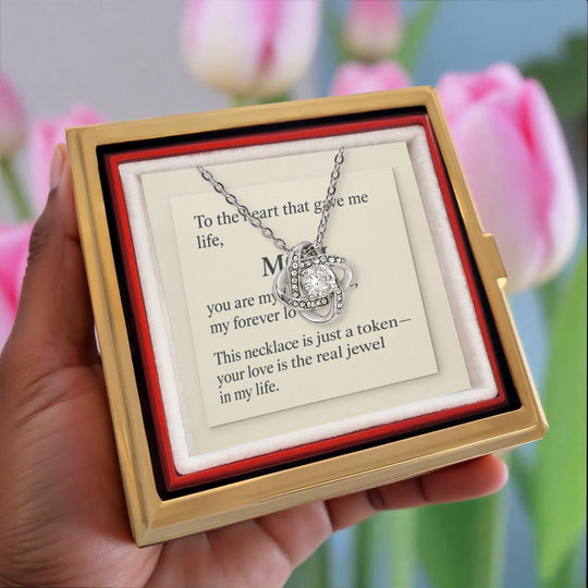 To My Mom - I Love you Loveknot Necklace