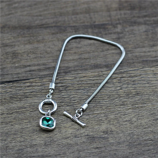 Silver Snake Chain Crystal Bracelet
